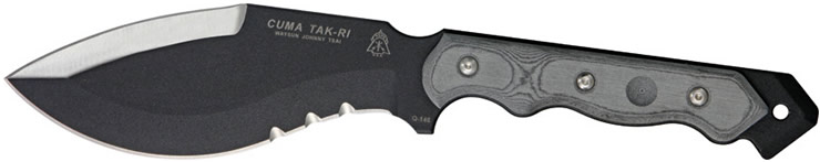 Double edged tactical kukri knife with serrations