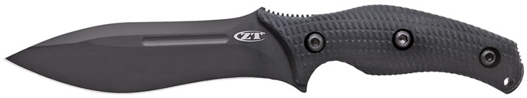 The ZT0100 features Crucible CPM-3V blade steel with a black DLC coating and G10 handle scales.